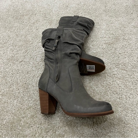Ugg Australia Dayton Slouchy Gray Leather Mid Calf Heeled Boots Size 5 “NEW”, - Picture 6 of 16